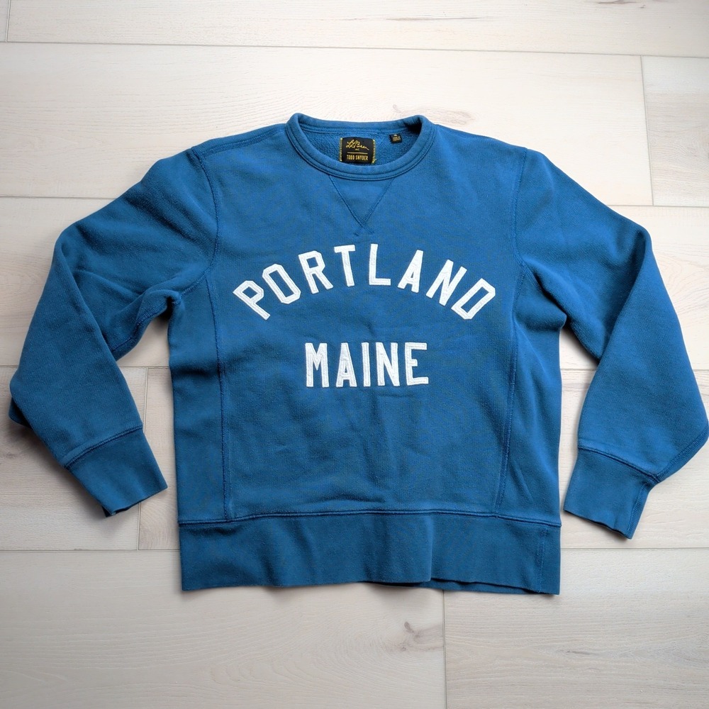 Todd Snyder x LL Bean Portland Maine Crewneck Sweater Mens M Blue Americana - Picture 2 of 13